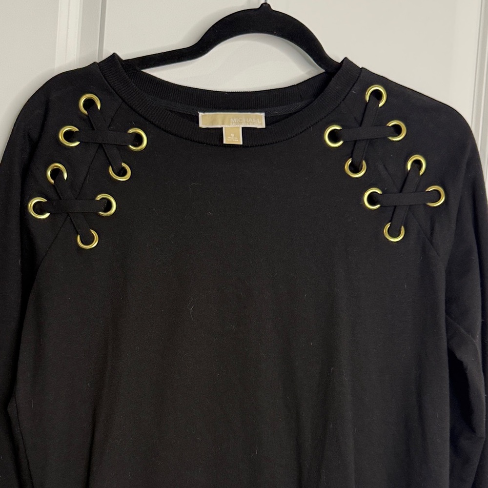 Michael Kors Black Sweatshirt with Gold Eyelet Detail
